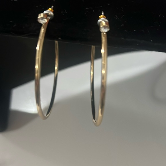 Jewelry - Gold tone hoop earrings with beautiful crystal accent at the top of the earrings